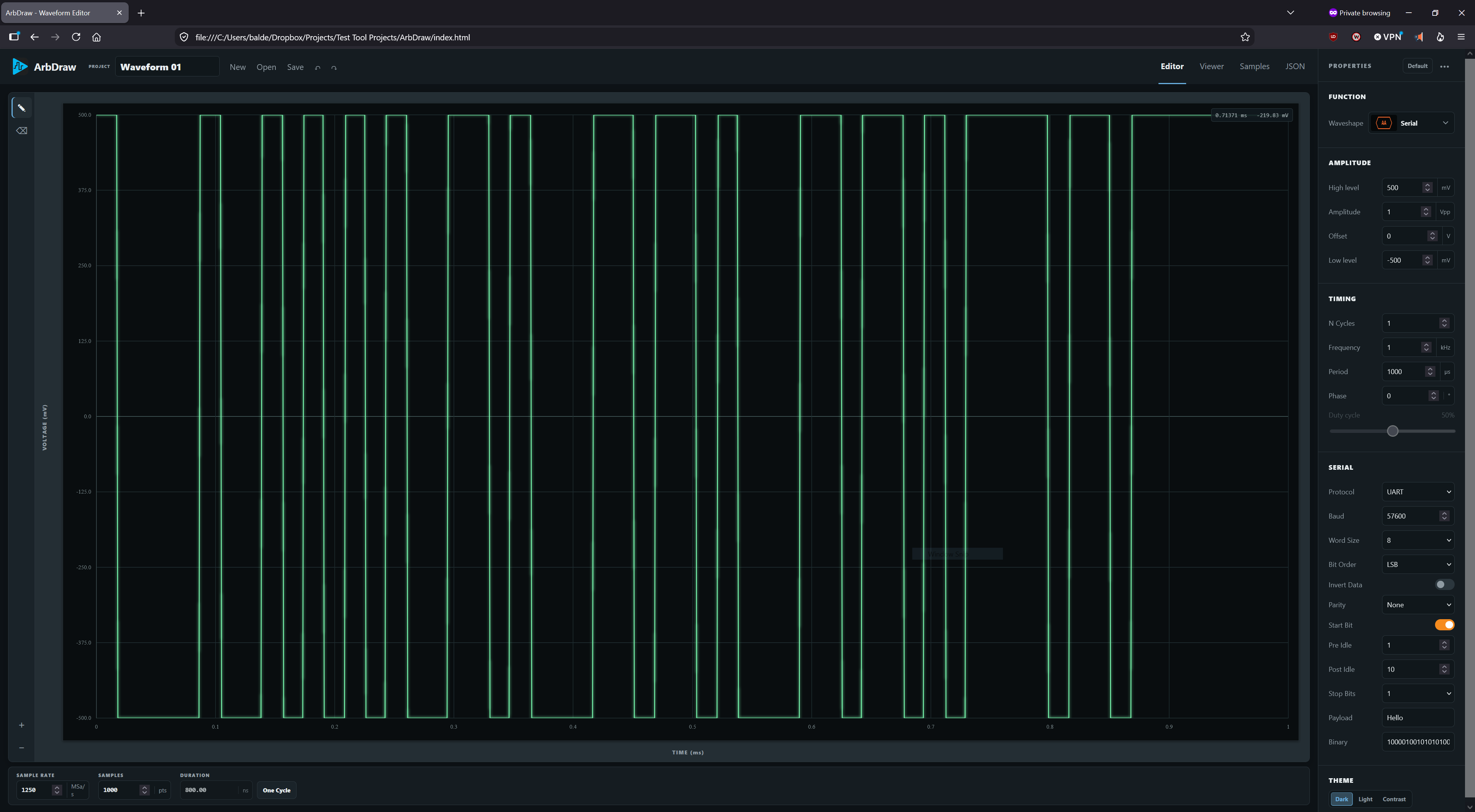 ArbDraw waveform editor