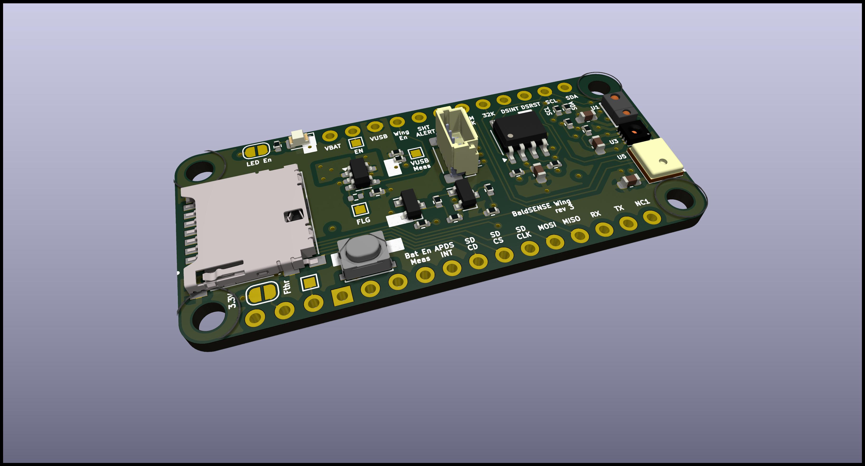 render of BaldSENSE Sensor Feather Wing