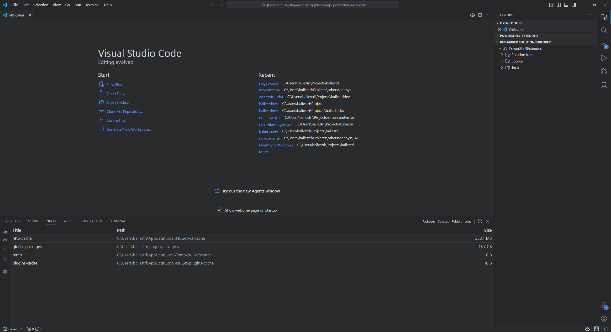 NuGet cache folders view