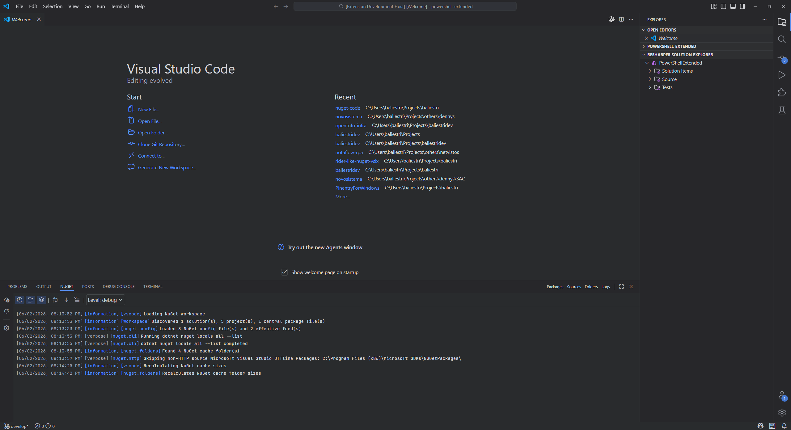 NuGet logs view
