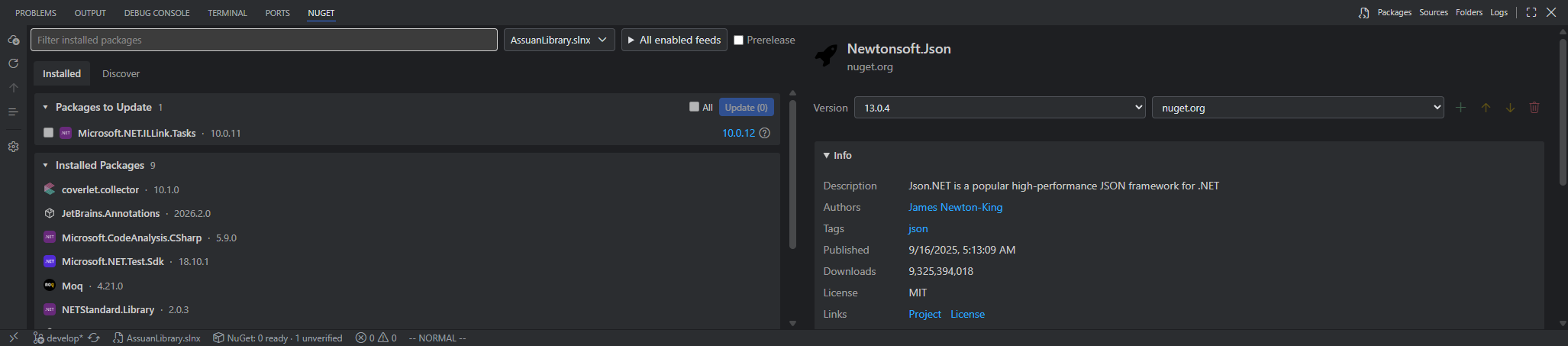 Installed packages and available updates
