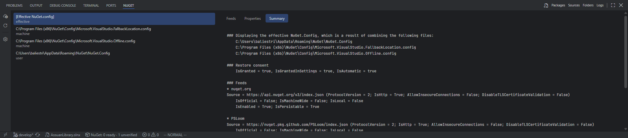 Effective NuGet.Config summary