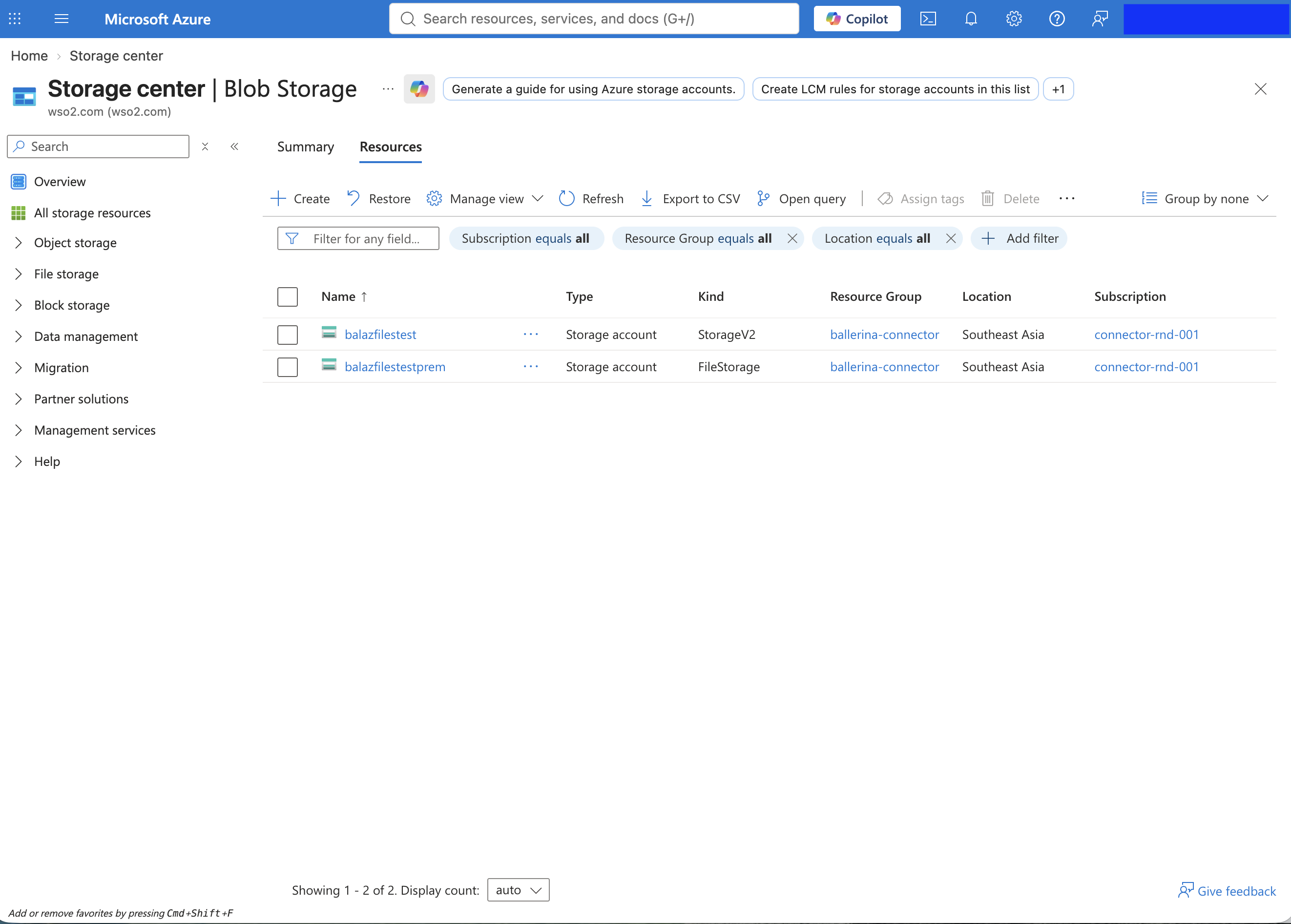 Create a storage account