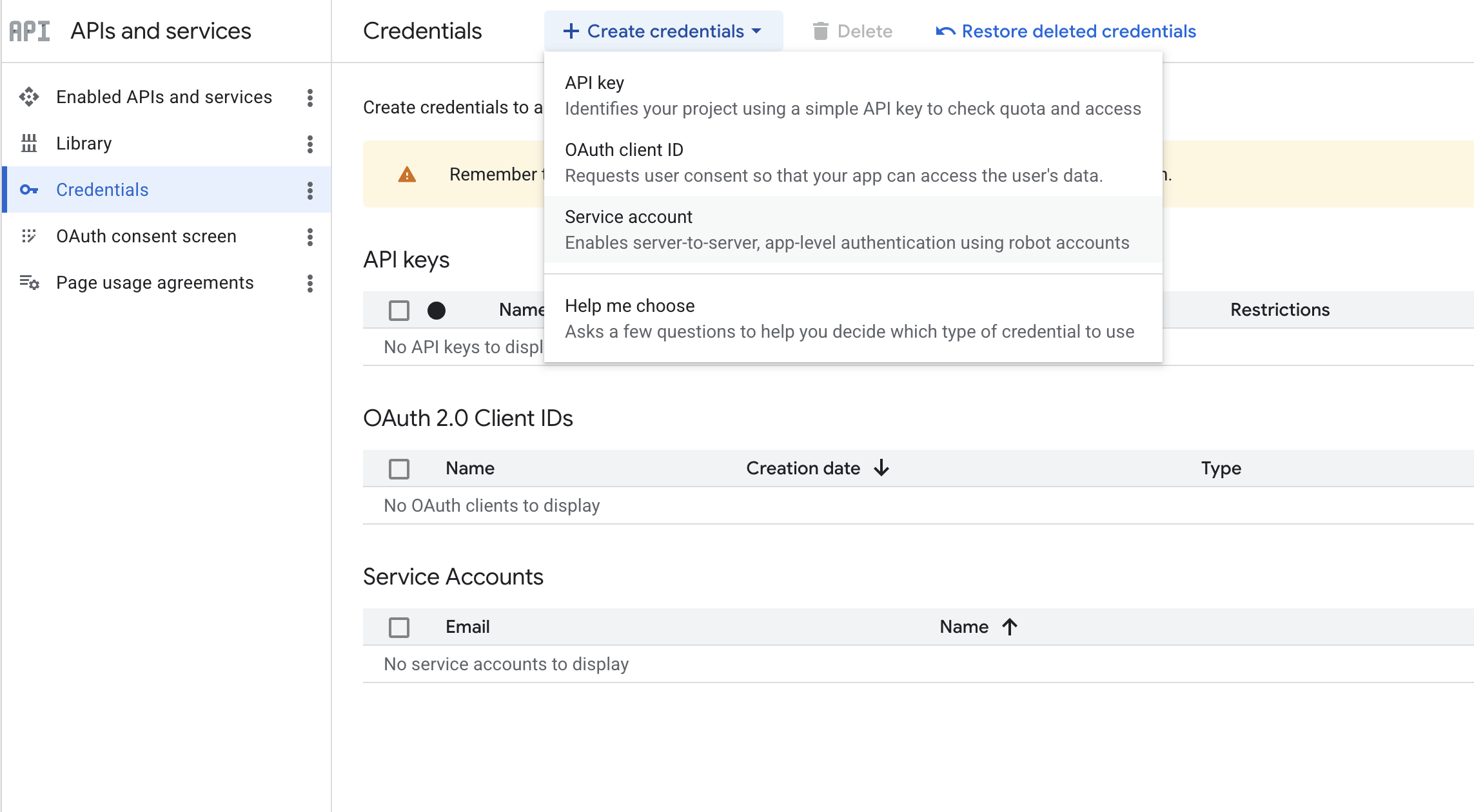 Create Service Account