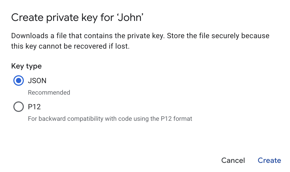 Download Service Account Key
