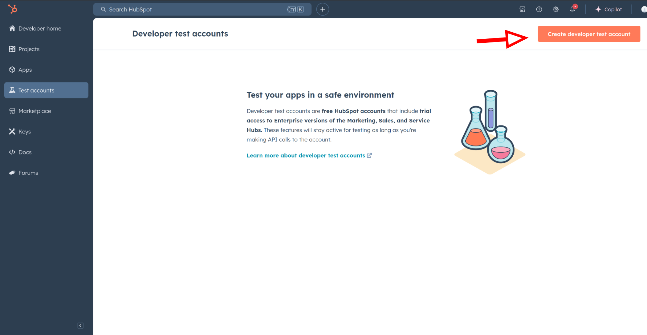 Hubspot developer test account