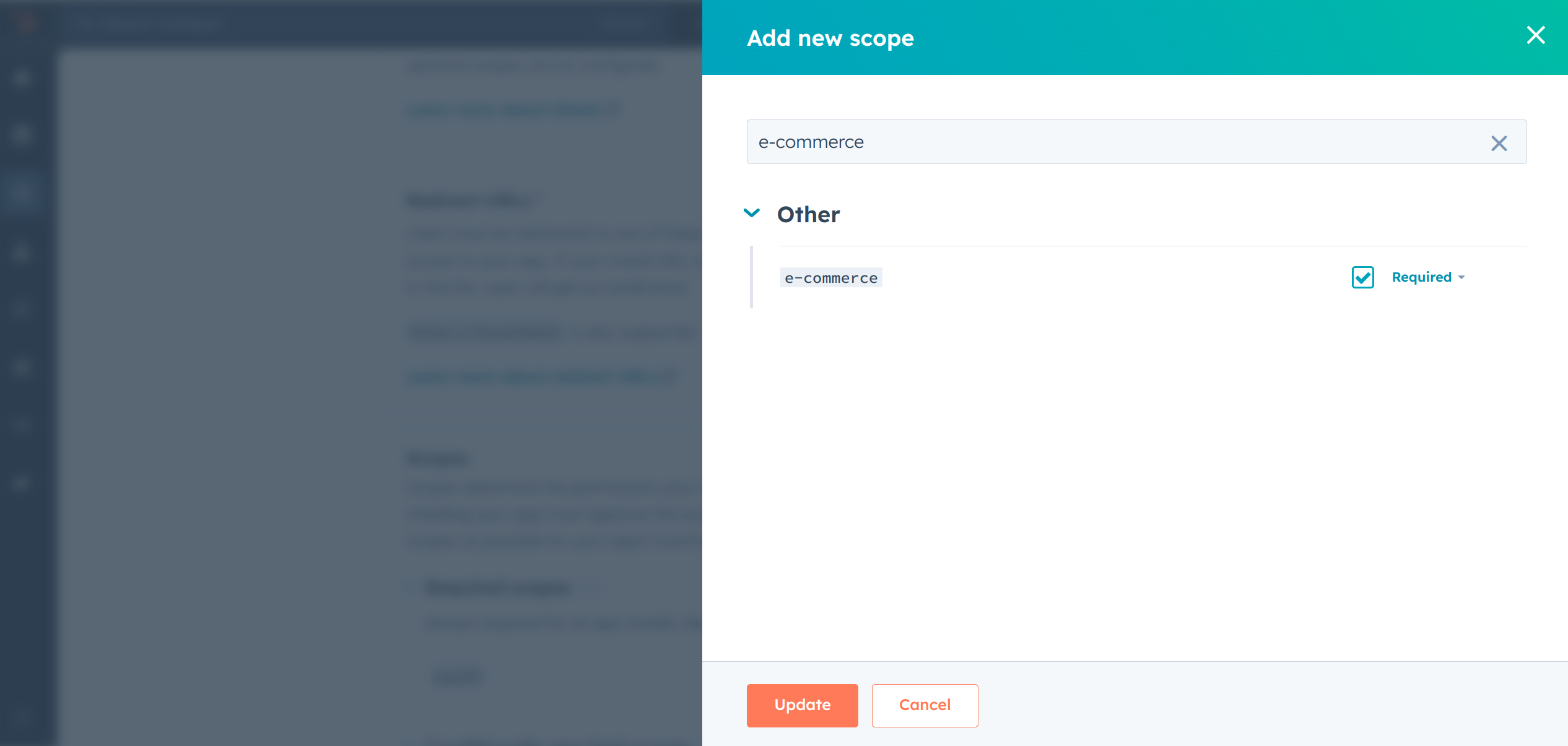 Hubspot app auth setup 2