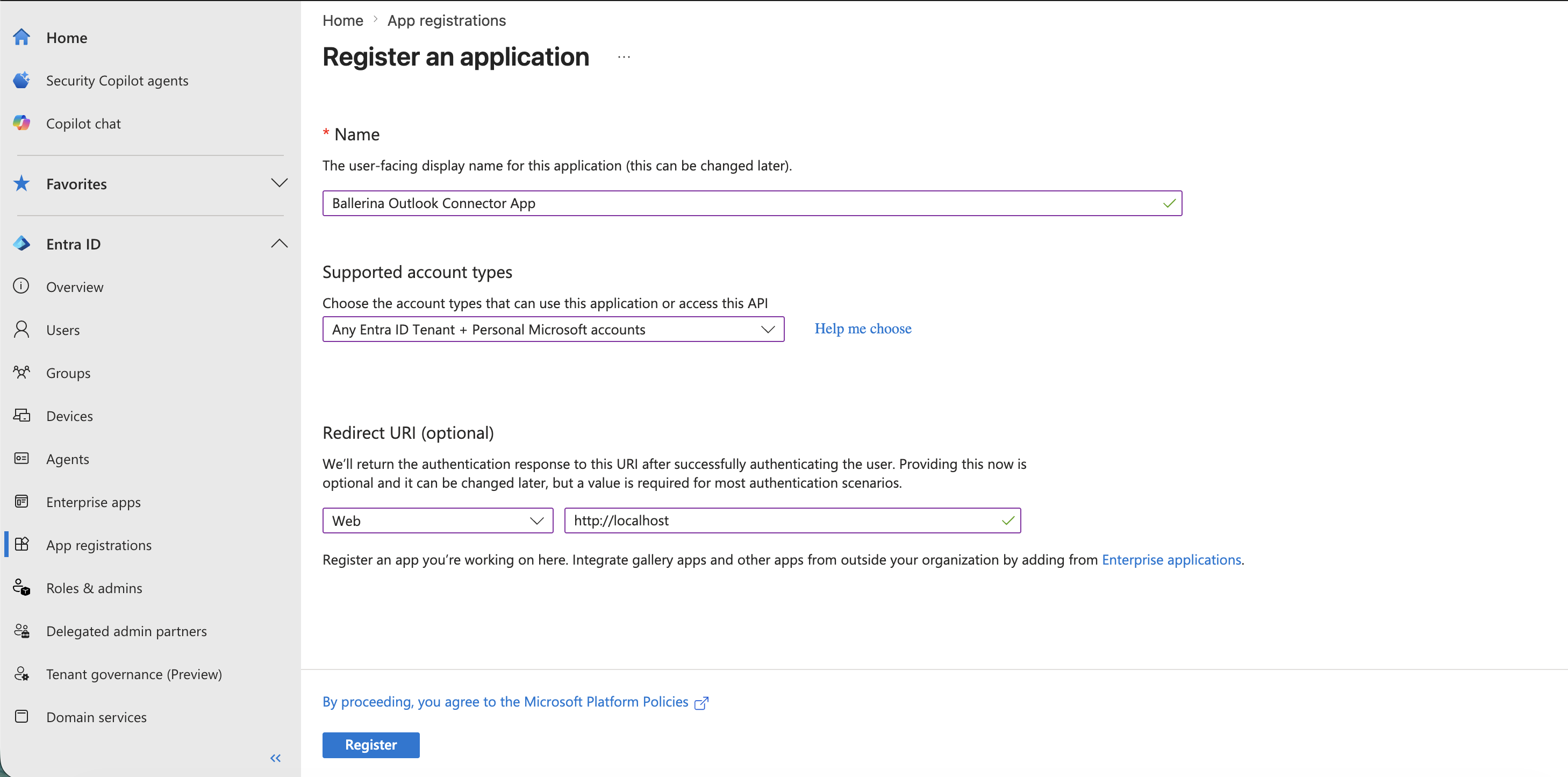 Register application