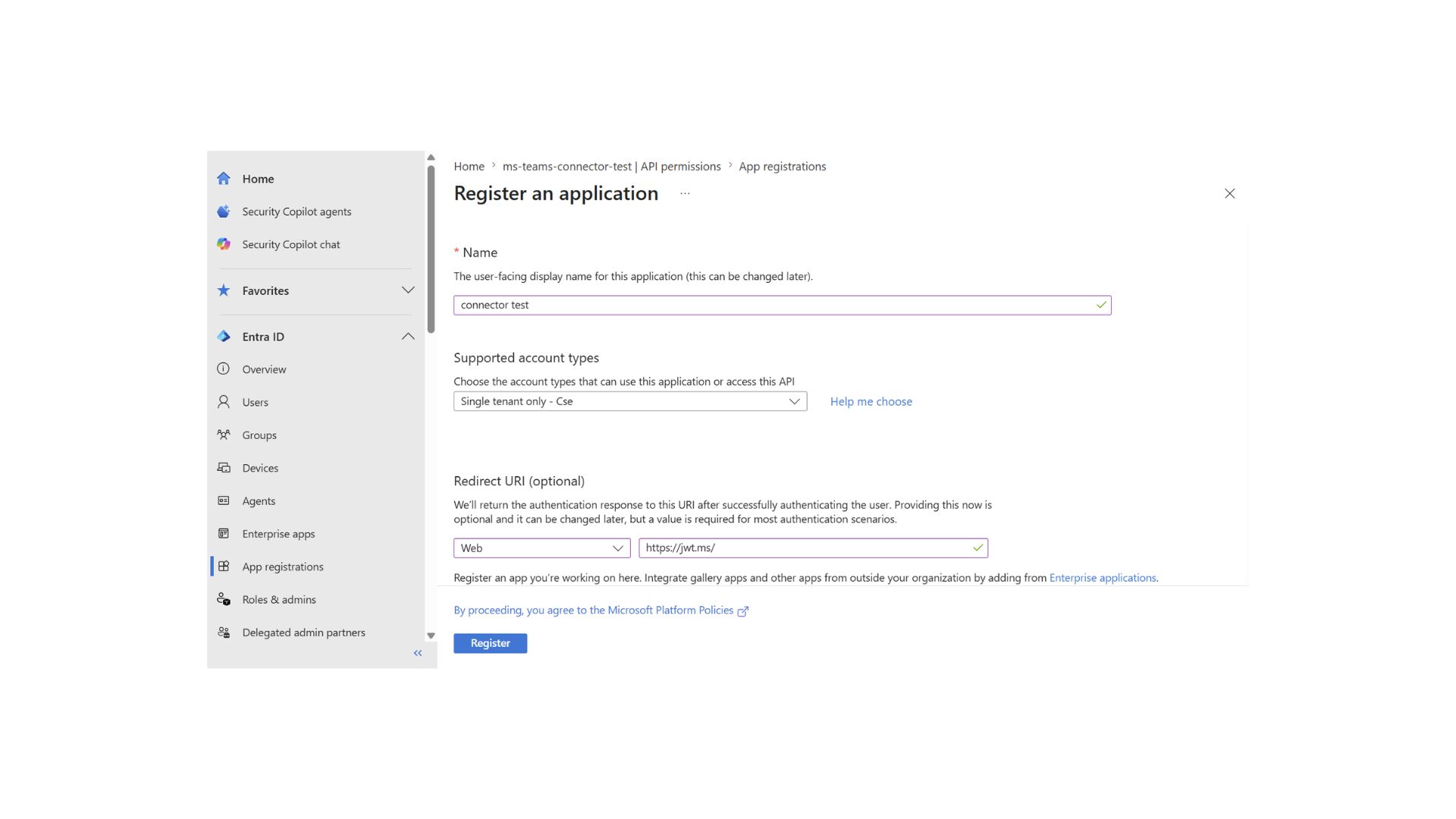 Register an application