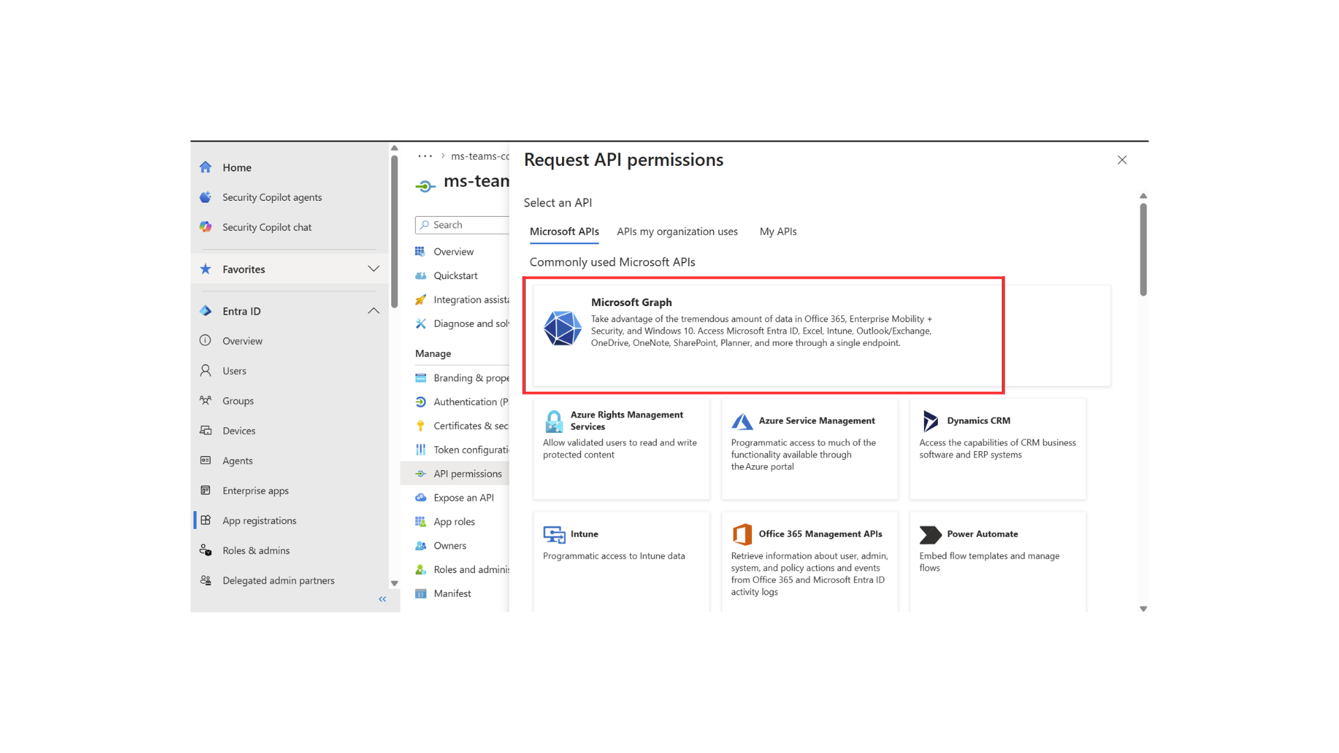 Select Microsoft Graph