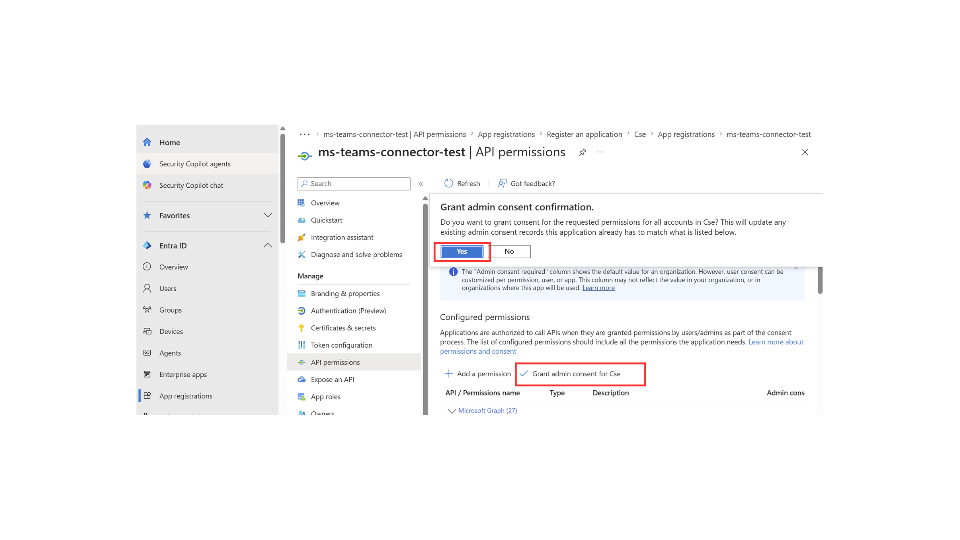 Grant admin consent