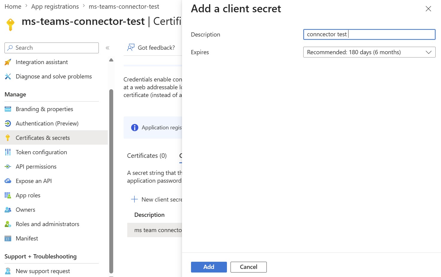 Add a client secret