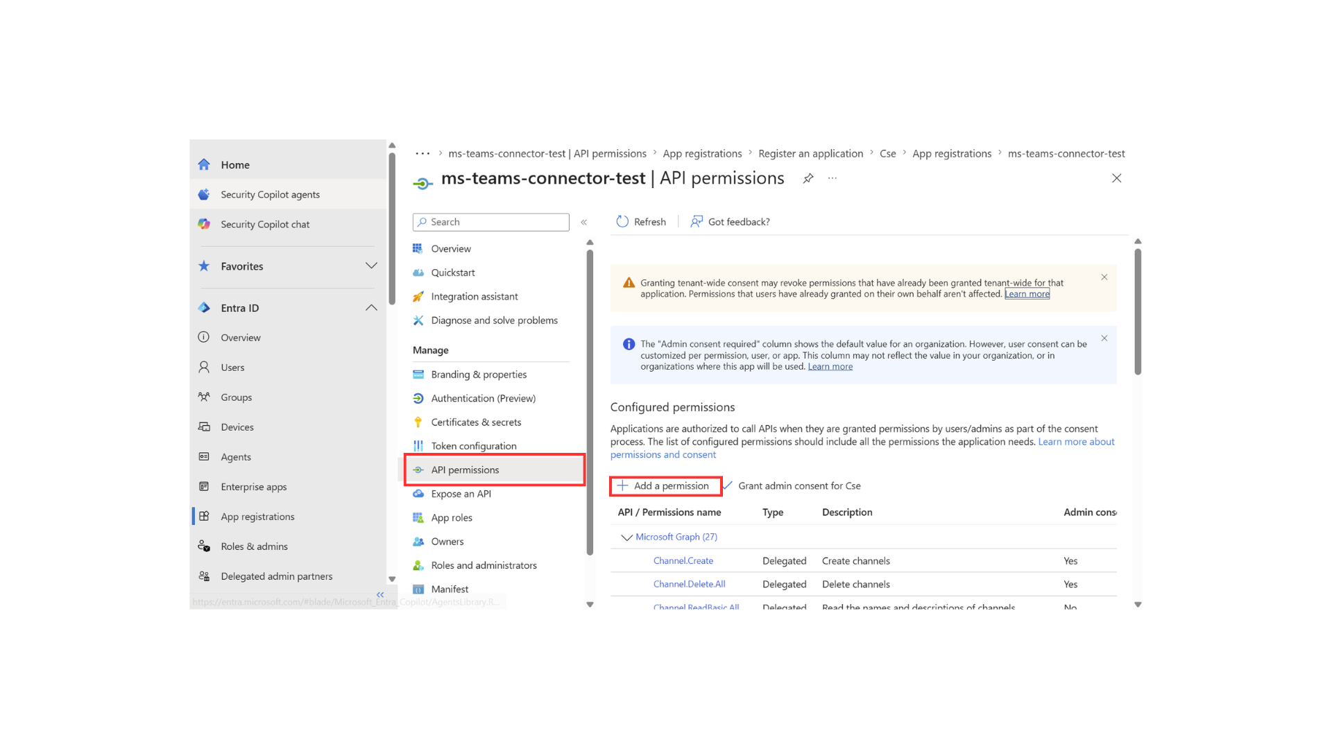 Configured permissions