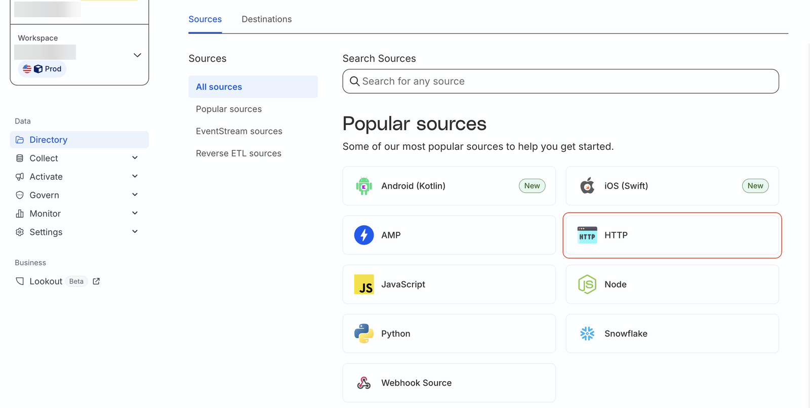 Add an HTTP source