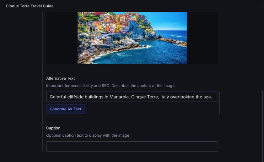Alternative Text field after generating