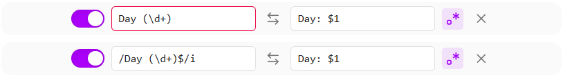 Invalid and valid regex substitution examples