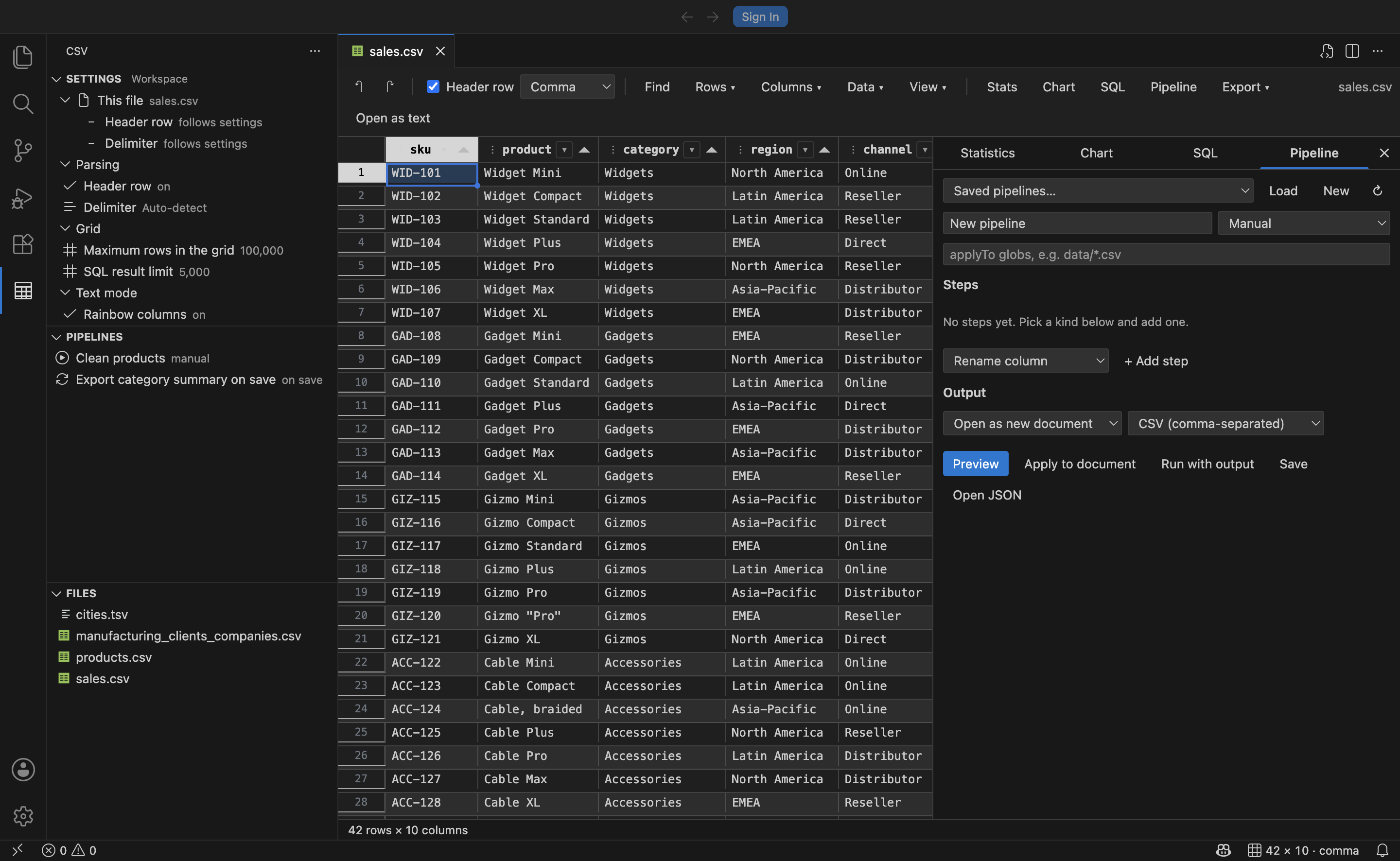Pipeline builder