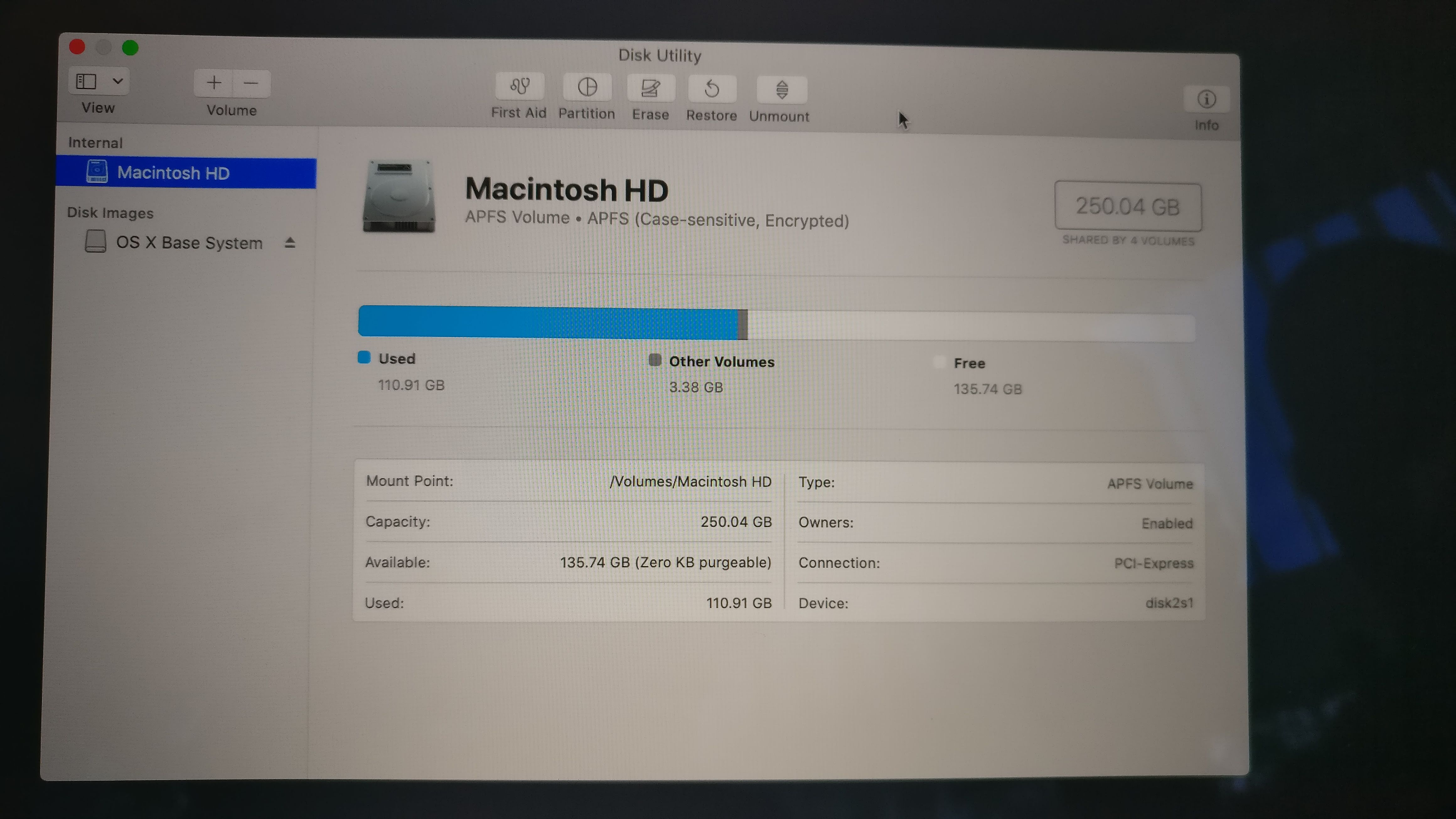 Disk utility mount root drive