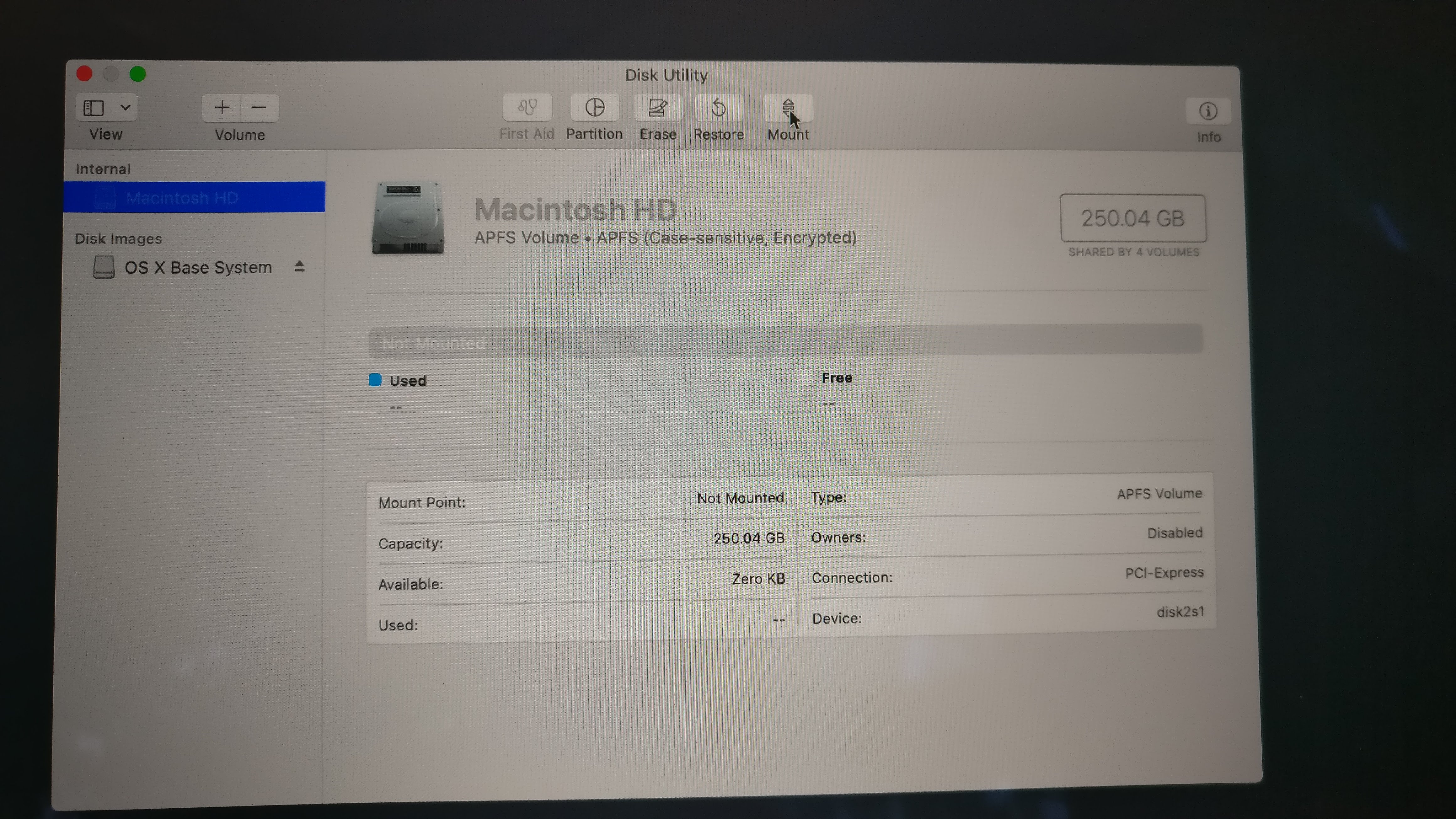 Disk utility select root drive