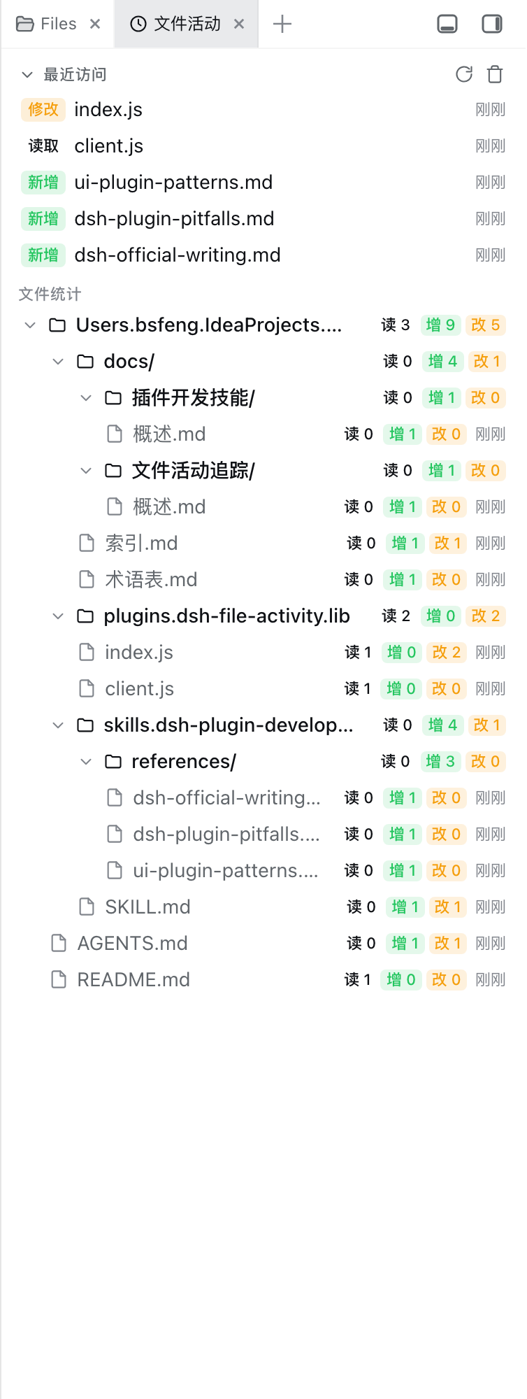 dsh-file-activity 文件活动侧边栏