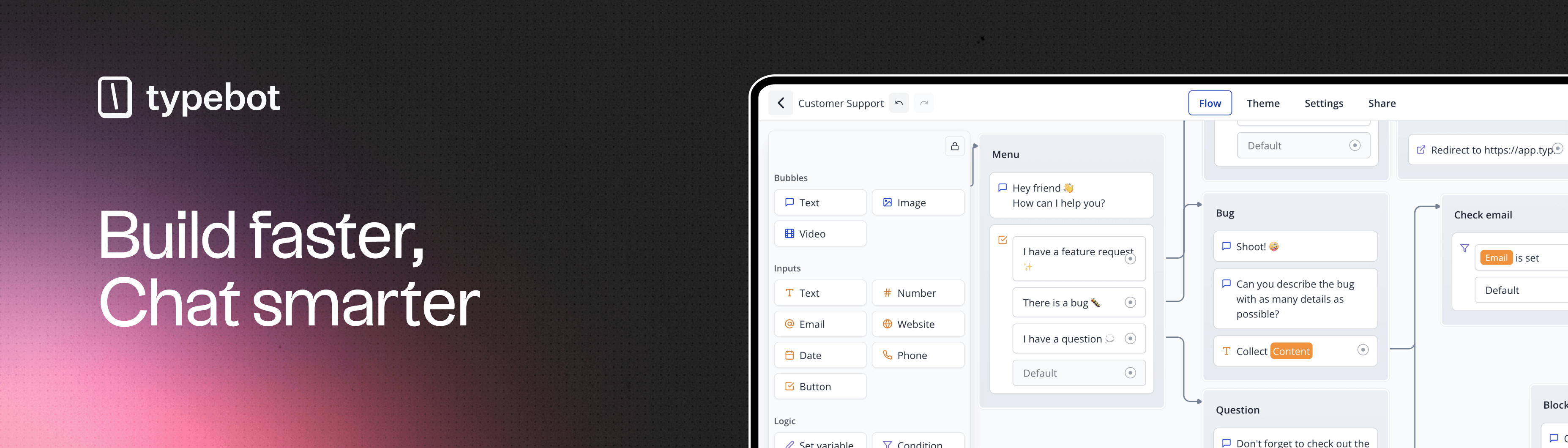 Screenshot van Typebot