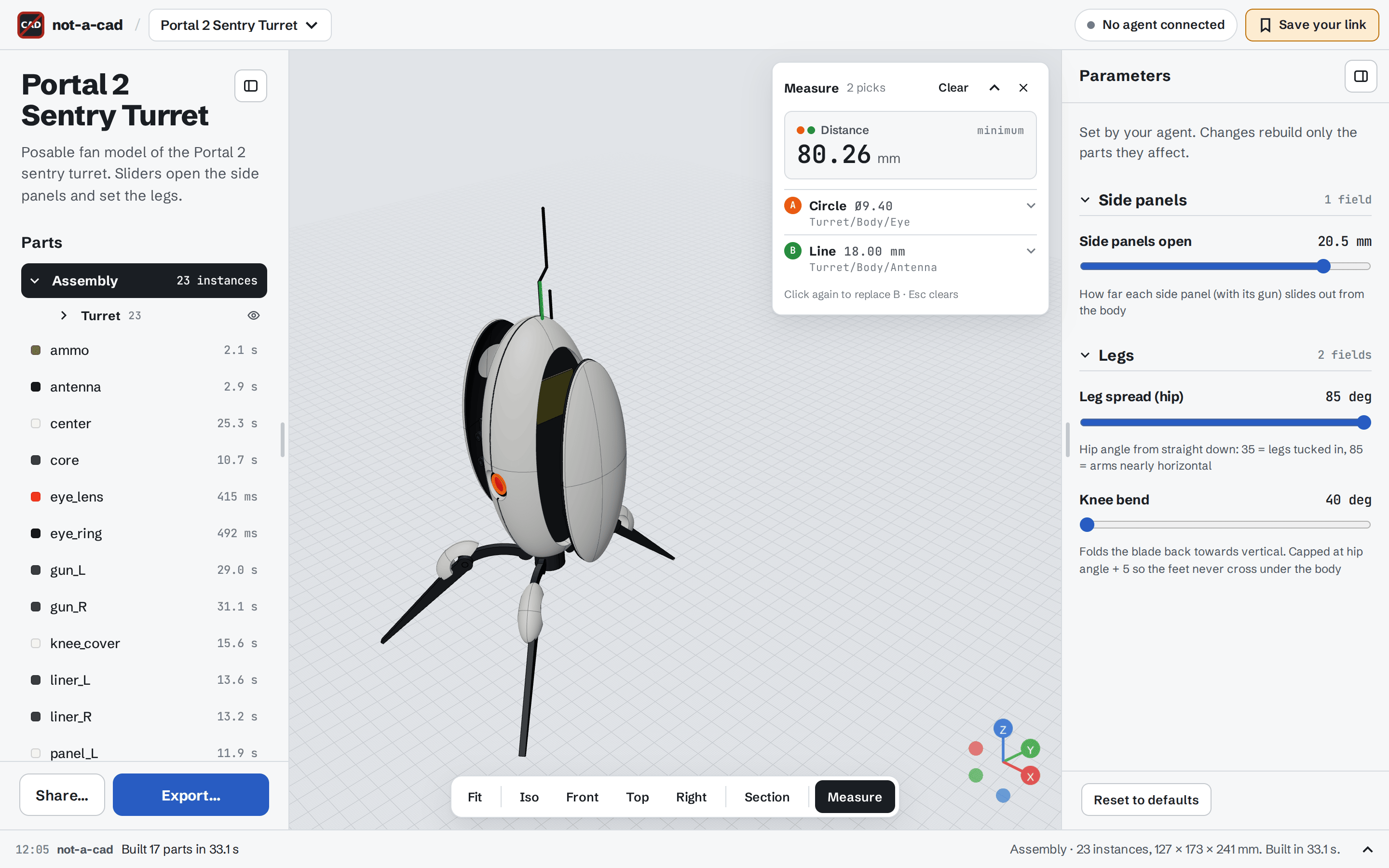 Measuring from the eye to the antenna