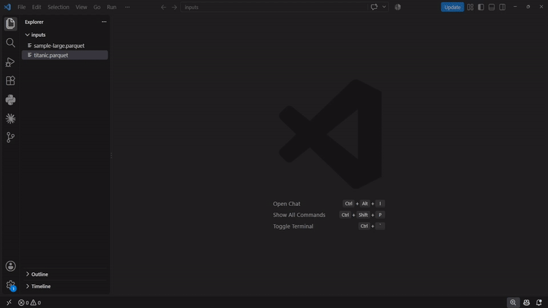 Viewing a parquet file in VS Code