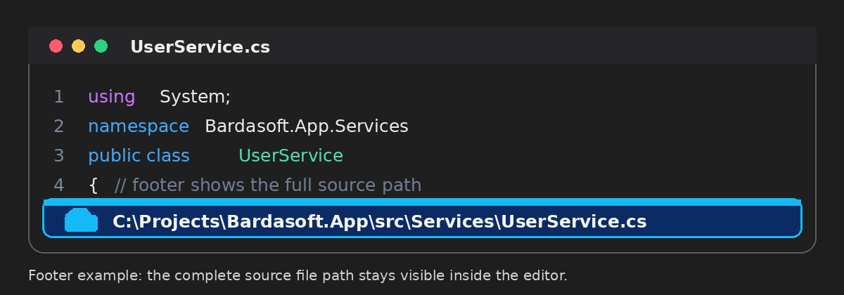 Bardasoft SourcePath footer example