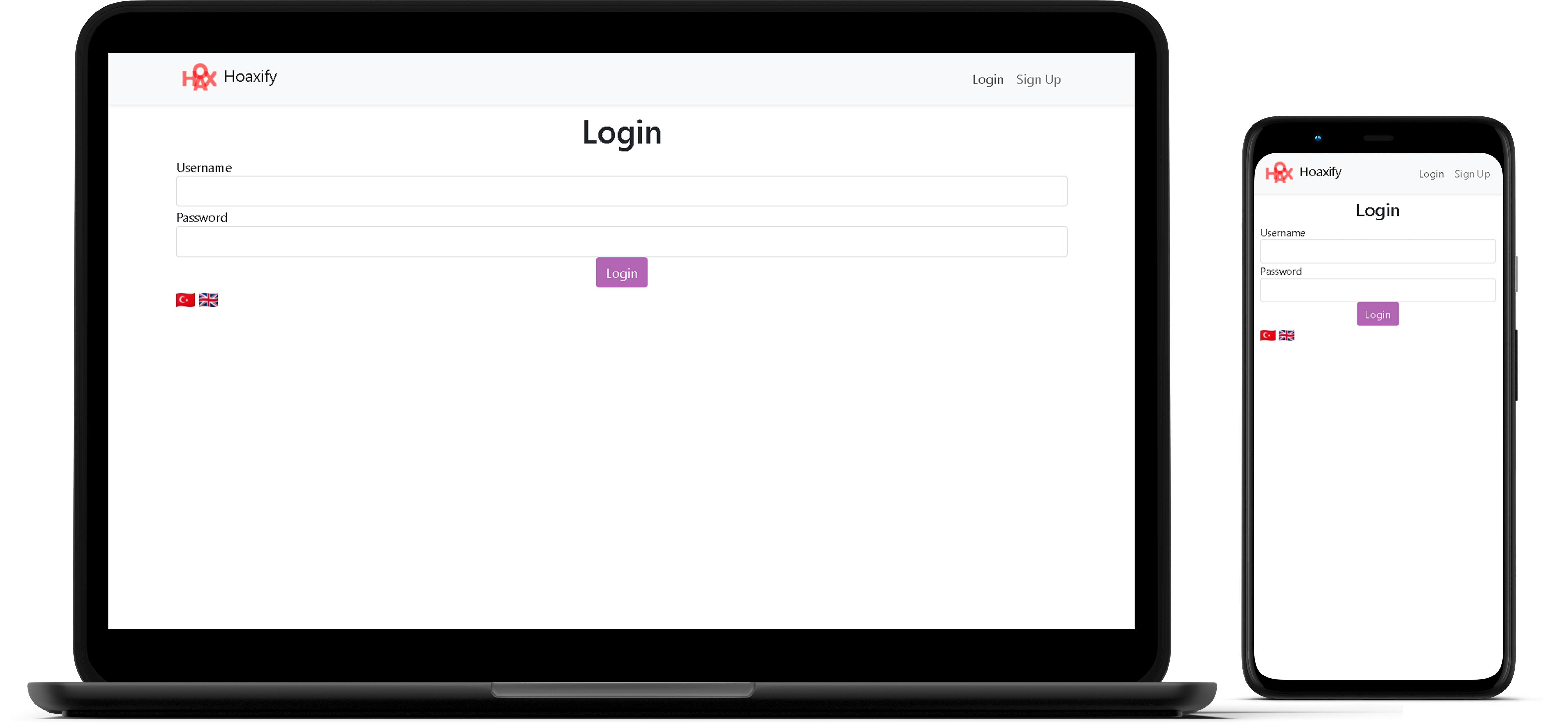 Hoaxify Login Page Screenshot