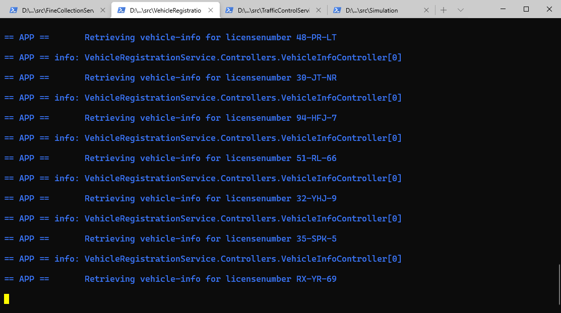 VehicleRegistrationService logging