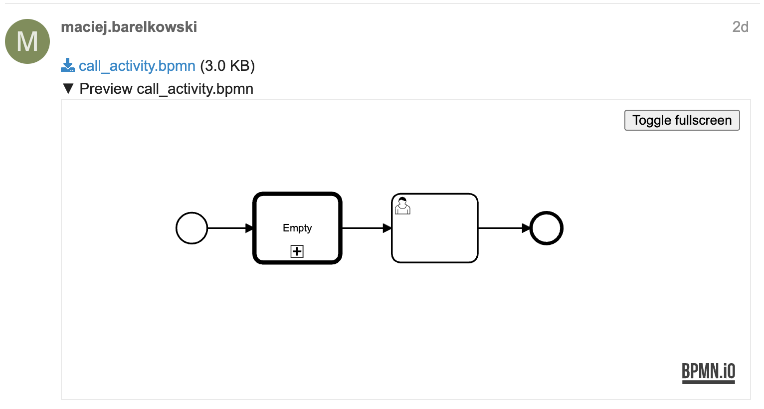 A post on Discourse with a preview of an attached BPMN diagram