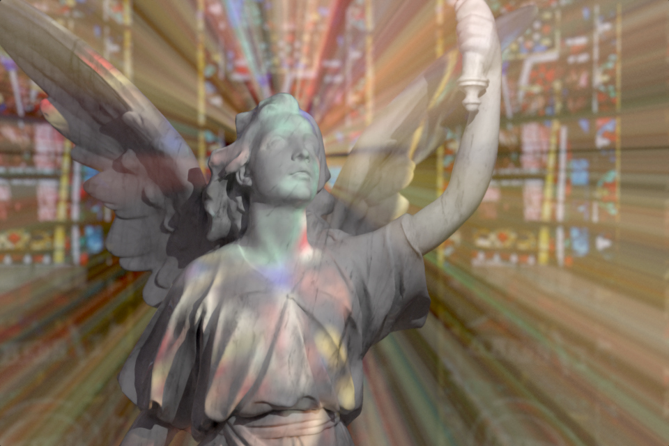 Stanford Lucy ray-traced in Go with volumetric scattering