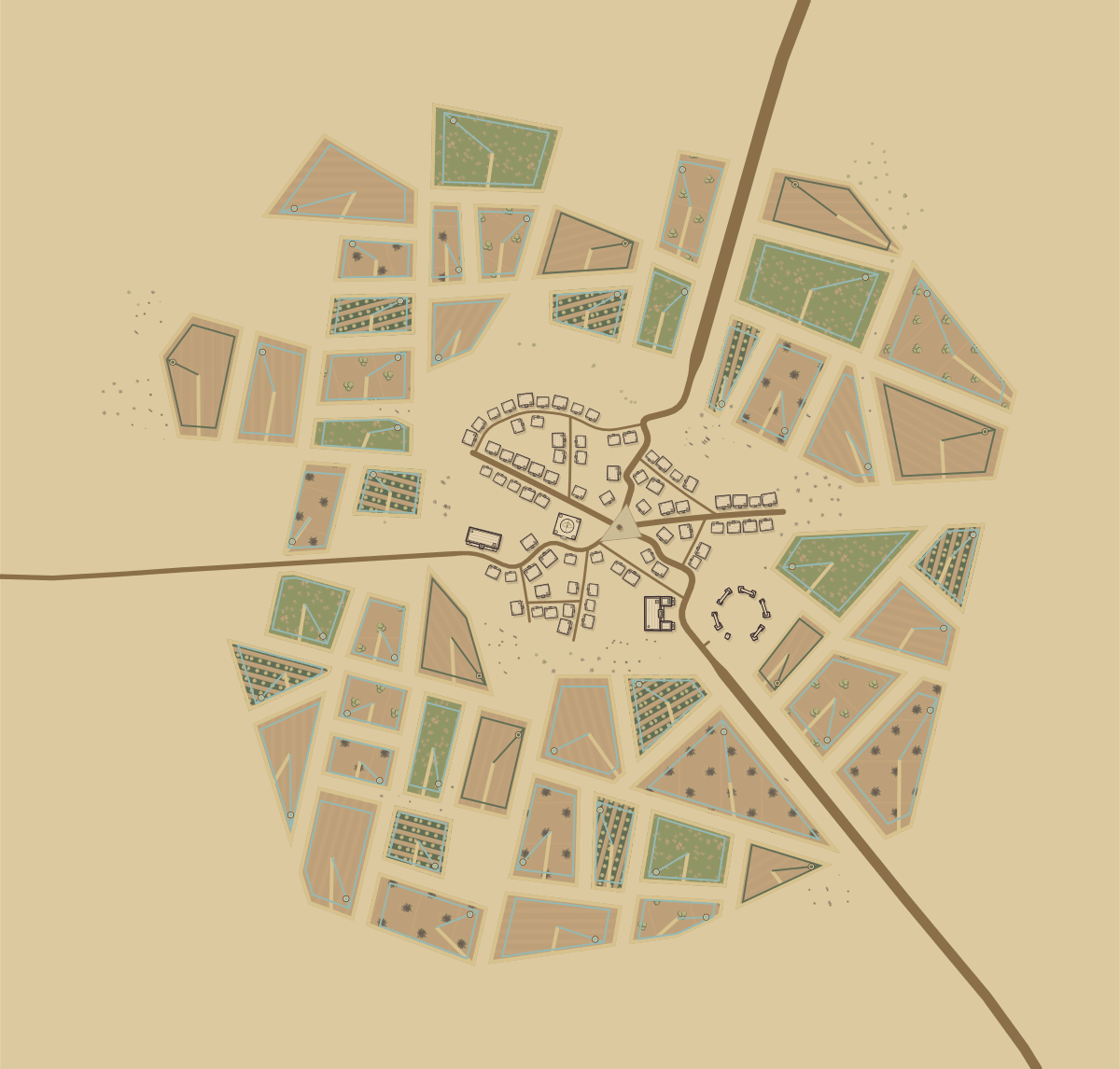 Qasra: desert village with native buildings and field textures