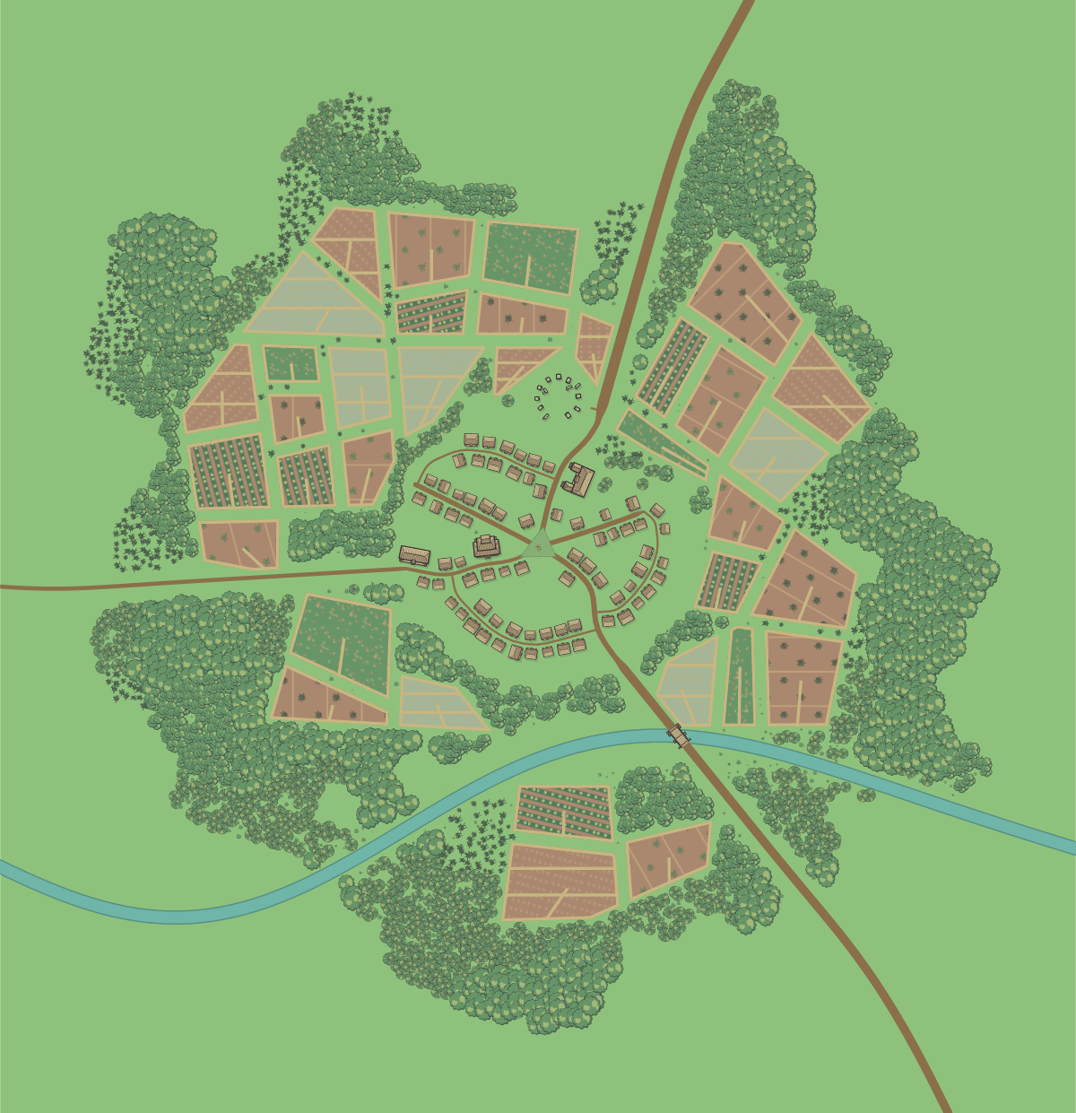 Reedbank: tropical village beside a supplied river
