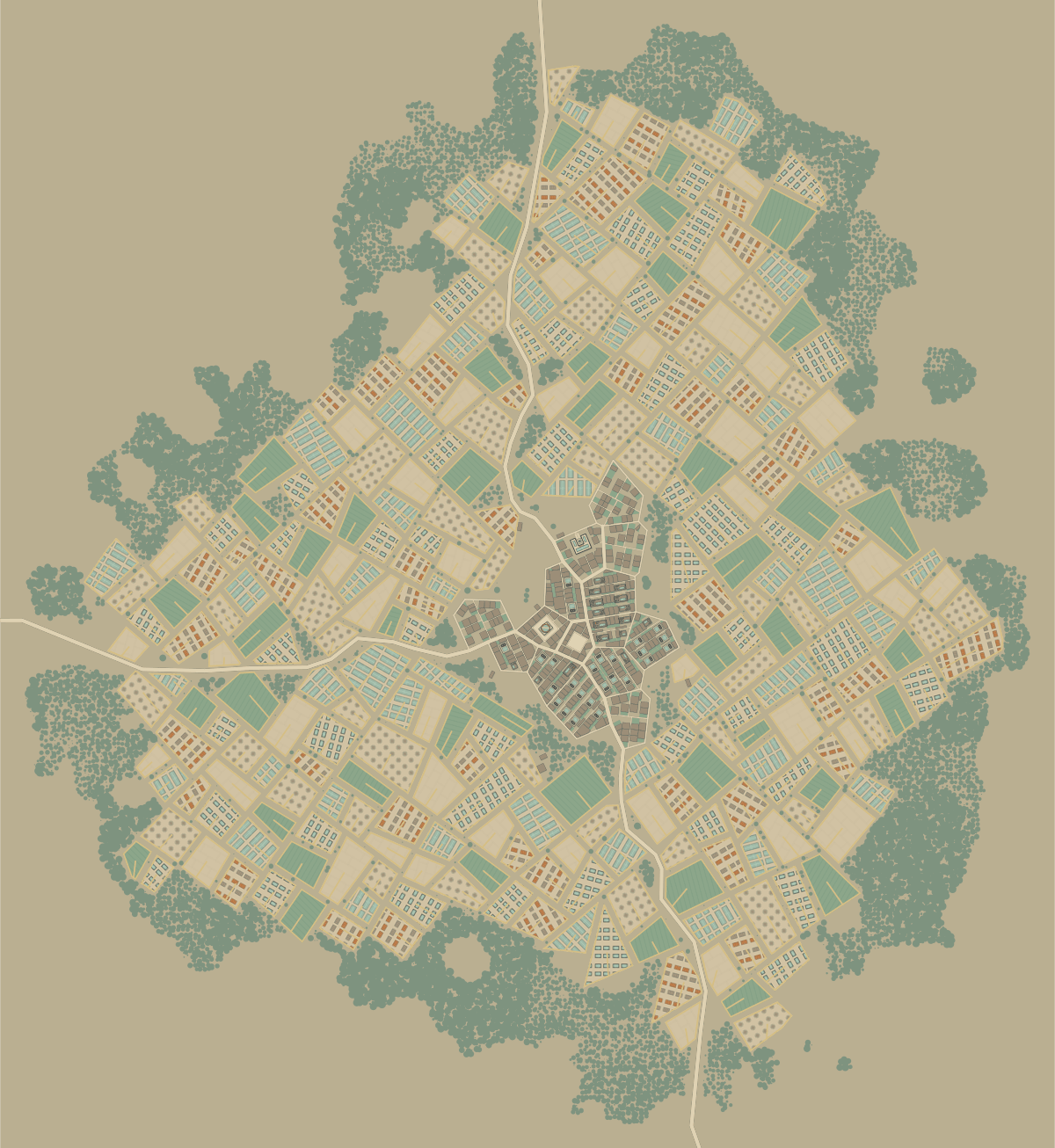 Copperline steampunk artwork applied to the city engine