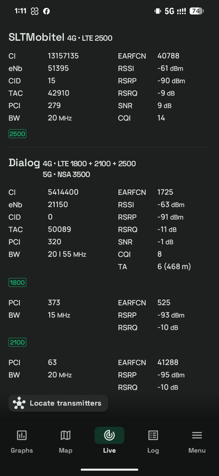 Dialog LTE CA plus 5G NSA 3500 on Pixel 7 Pro