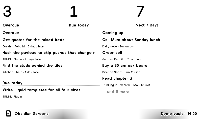 Due and overdue tasks
