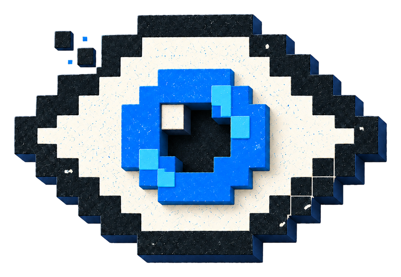 Oko: a pixel-art eye with a blue iris