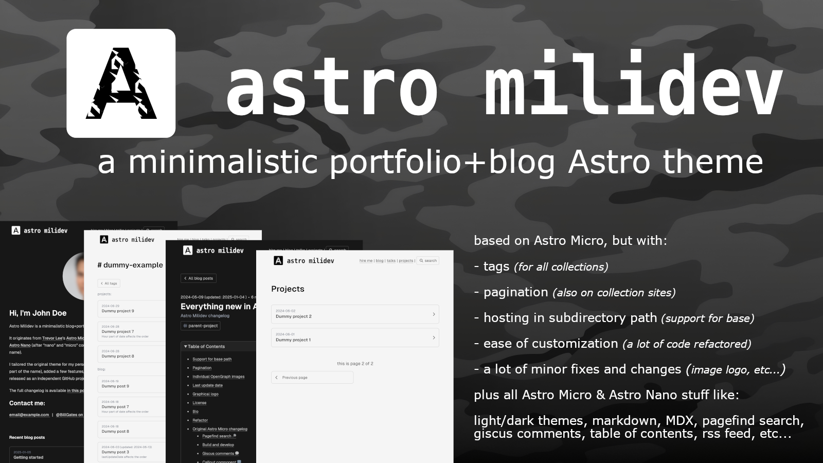 astro-milidev 网站模板截图