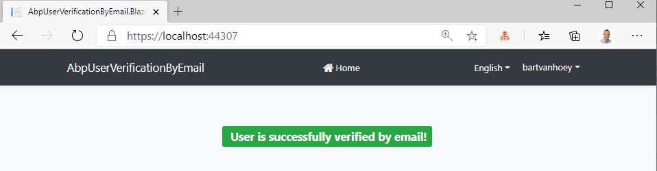 User verified by email