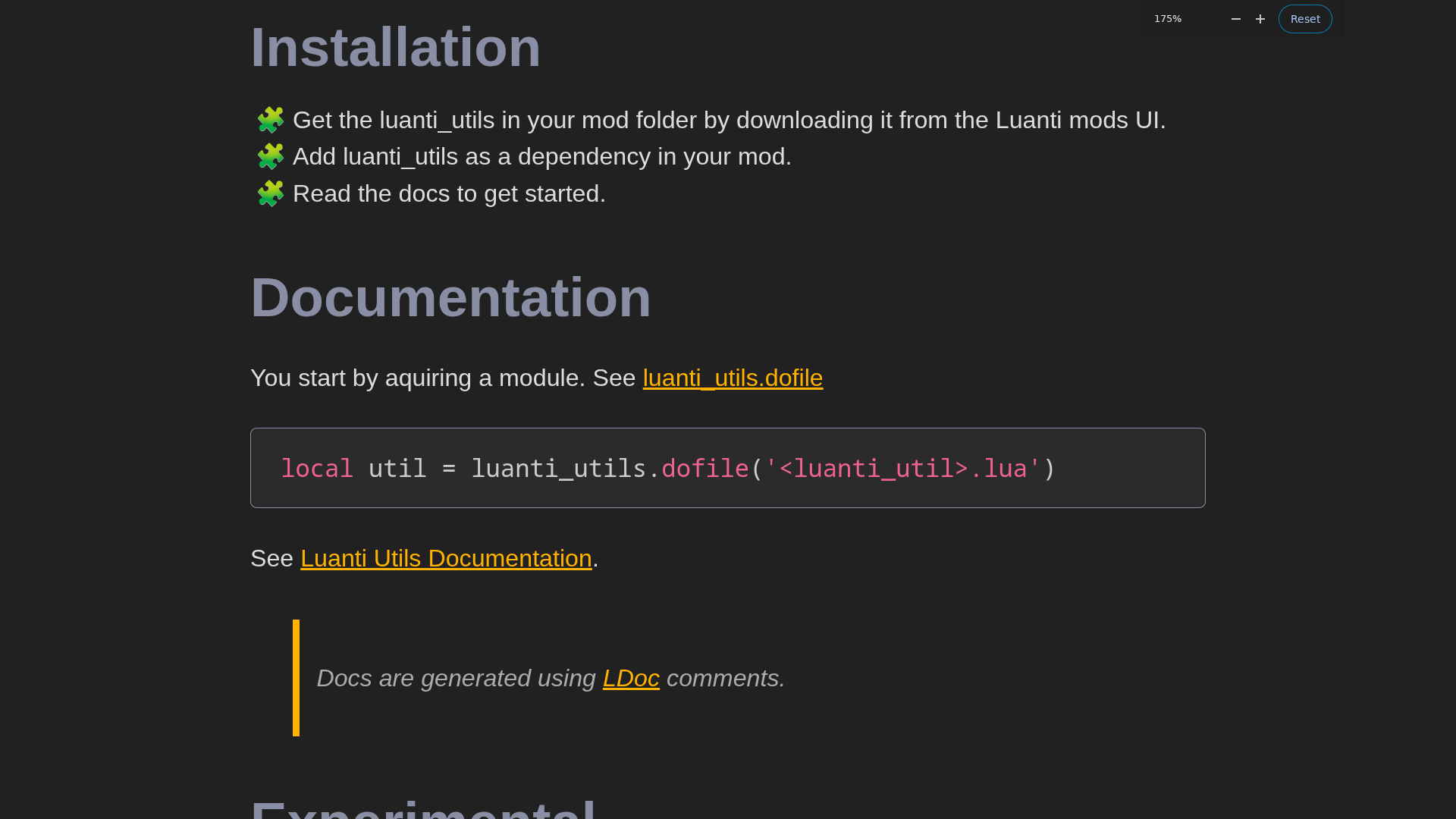 Screenshot of bas080/luanti_utils mod