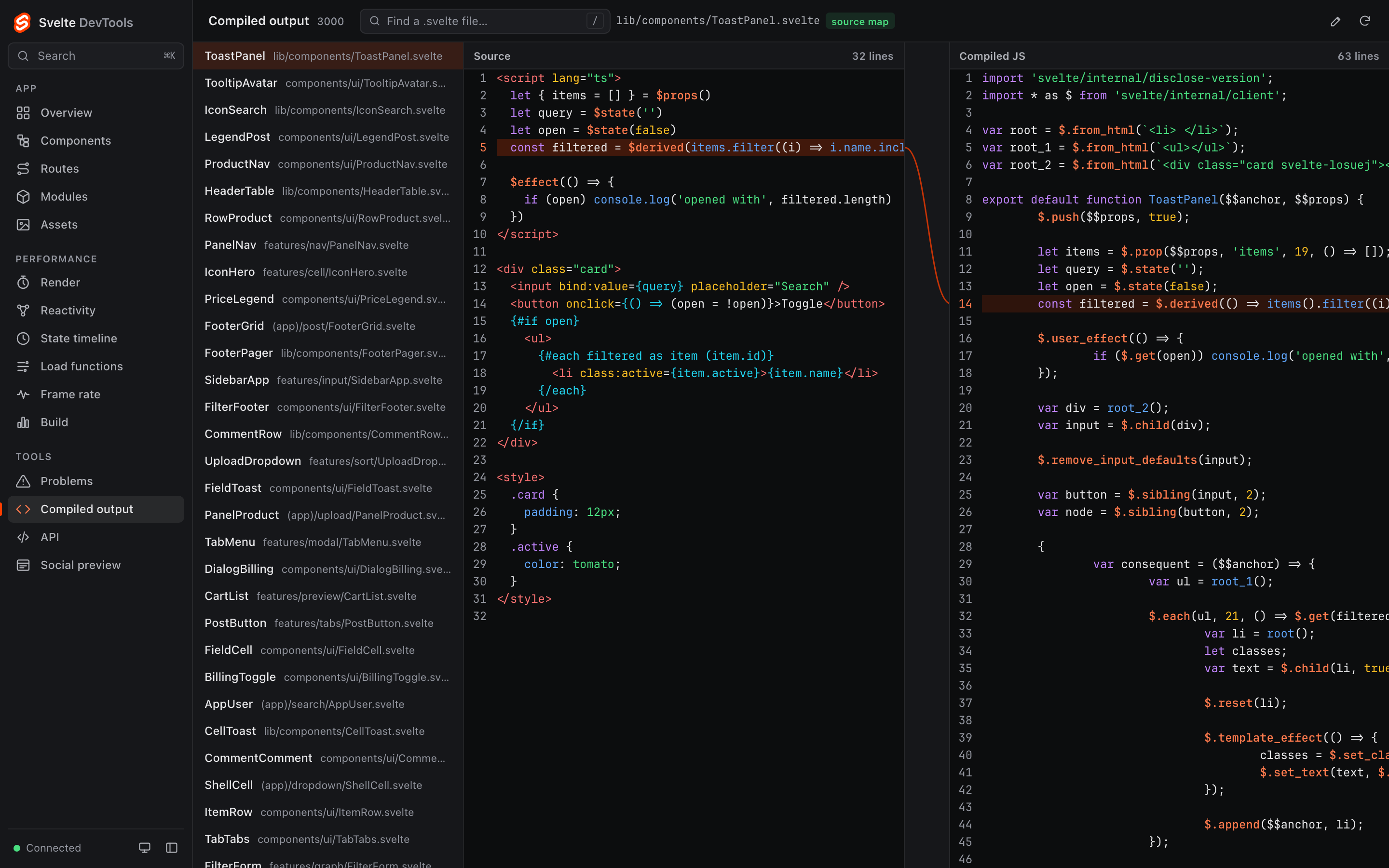 Compiled output