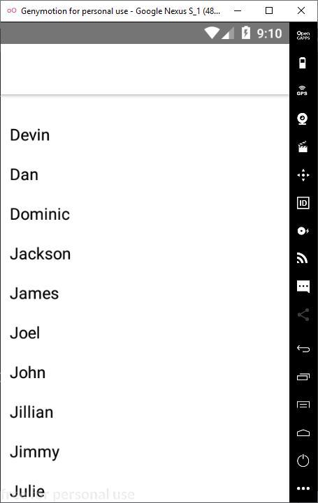 React Native List View - android - screenshot