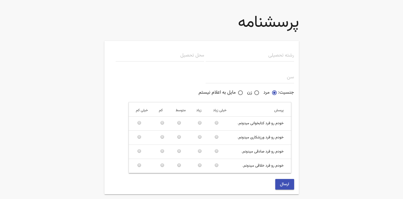 Index page to submit a new vote