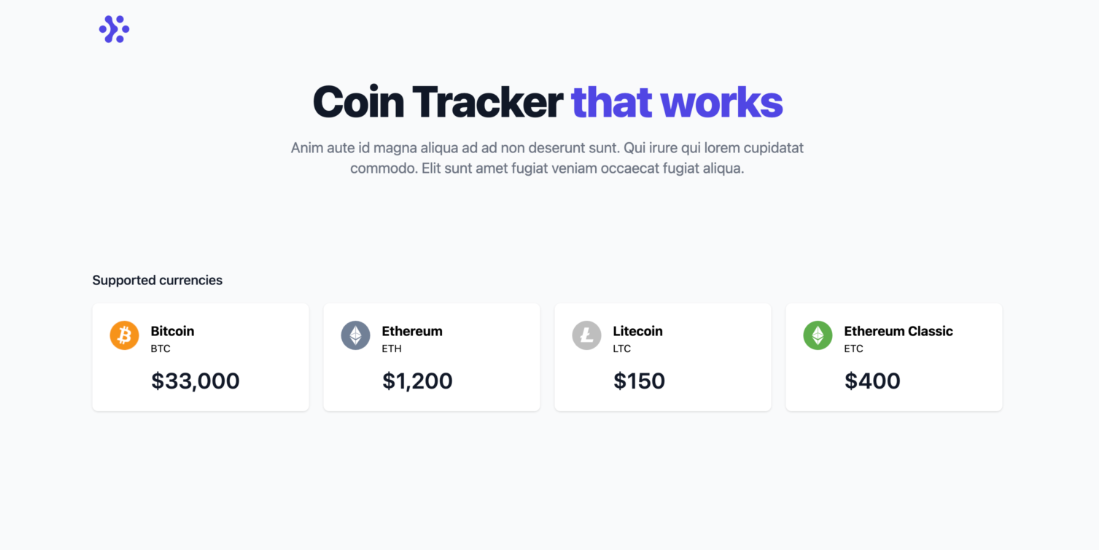 Coin Tracker HomePage