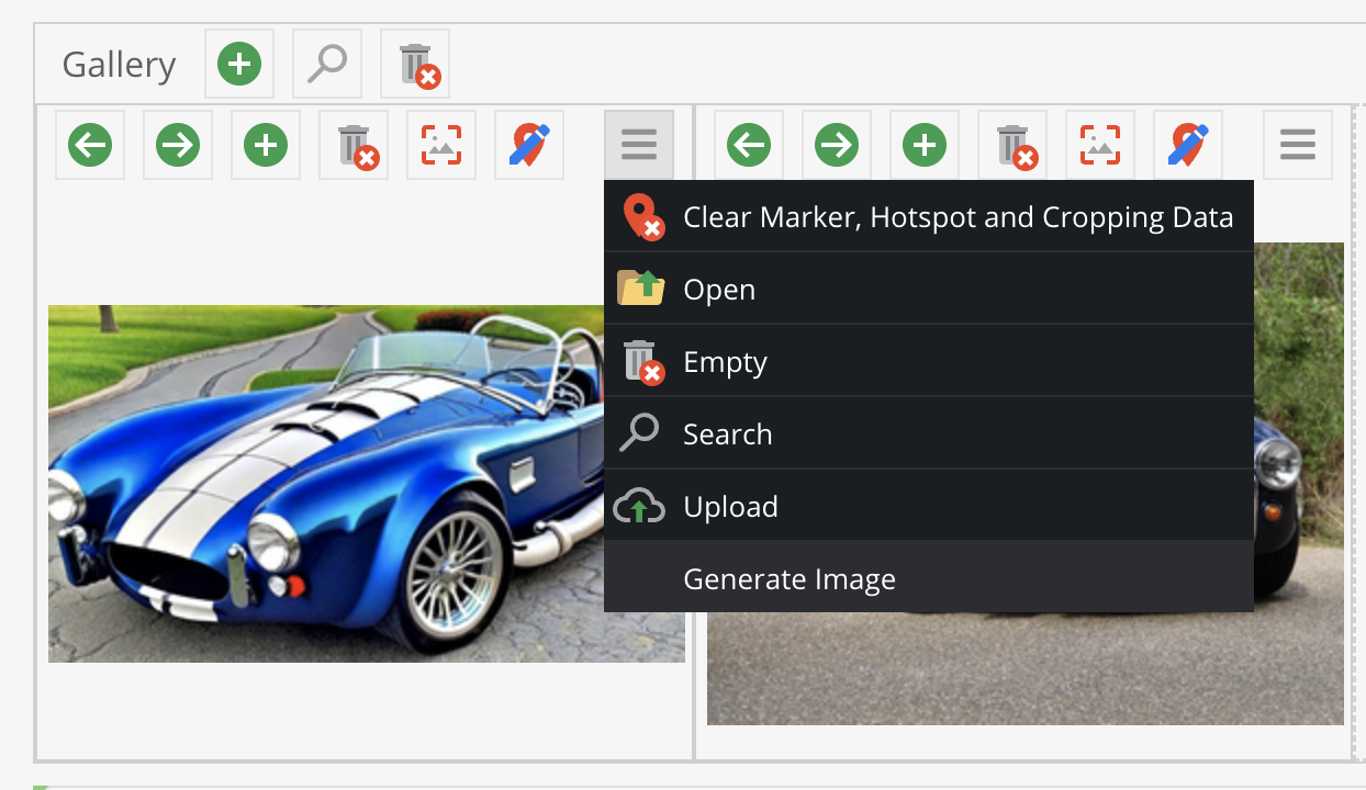 Image and ImageGallery fields will get a context-menu-item to generate an image