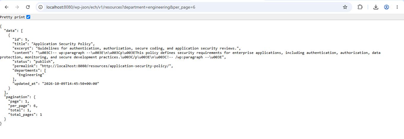 REST API Department Filter