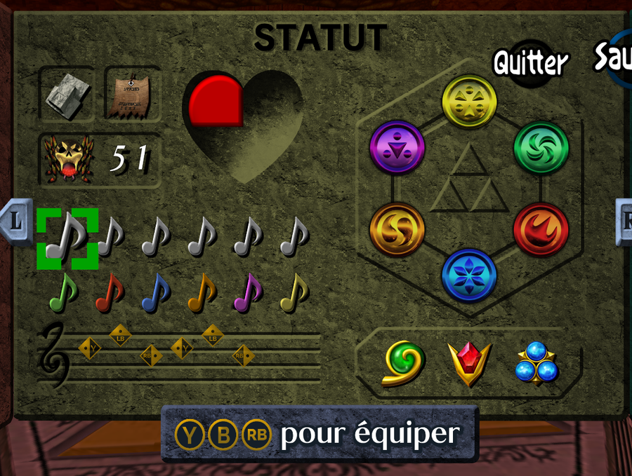 Quest screen showing the equip prompt