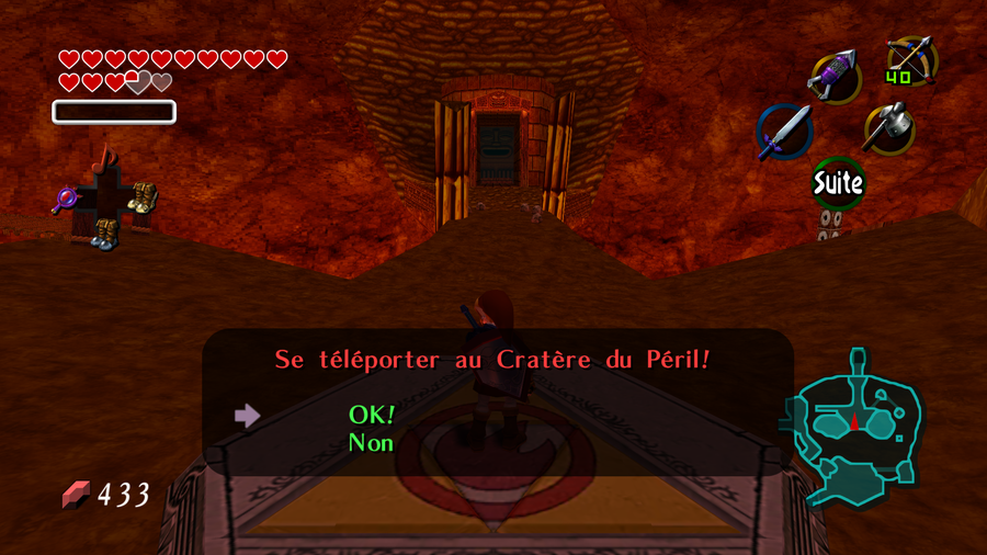 The warp prompt raised by a D-pad press