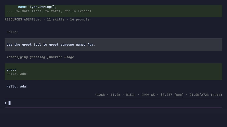 Atomic writing a project-local extension and then calling the new tool it registered
